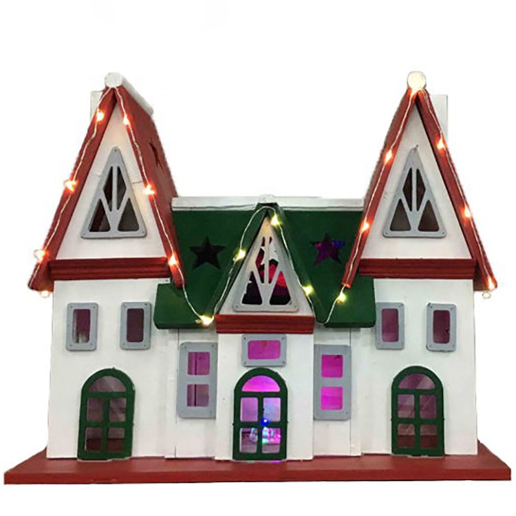 Factory wholesale Small Train For Christmas Village - Christmas village scene paper led xmas wooden home decoration – Melody