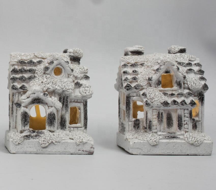 Chinese wholesale Buddha Home Decoration - Christmas 4/A led lighted  unpainted ceramic christmas village houses – Melody