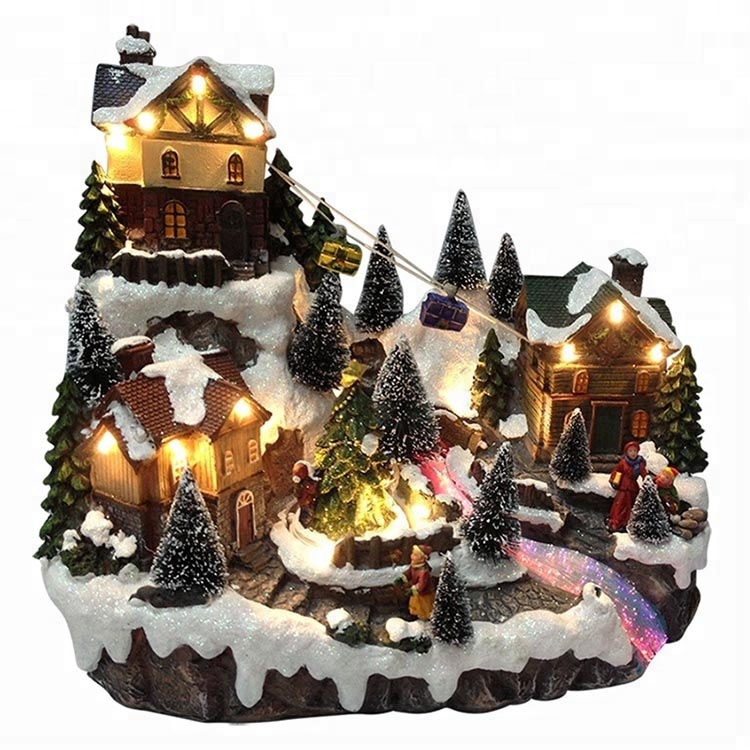 PriceList for Grinch Christmas Village Set - Polyresin fiber optic LED music and movement christmas village with adaptors – Melody