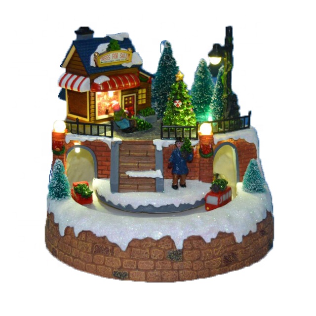 LED musique ski homme coloré jardin polyrésine village de noël lumières LED