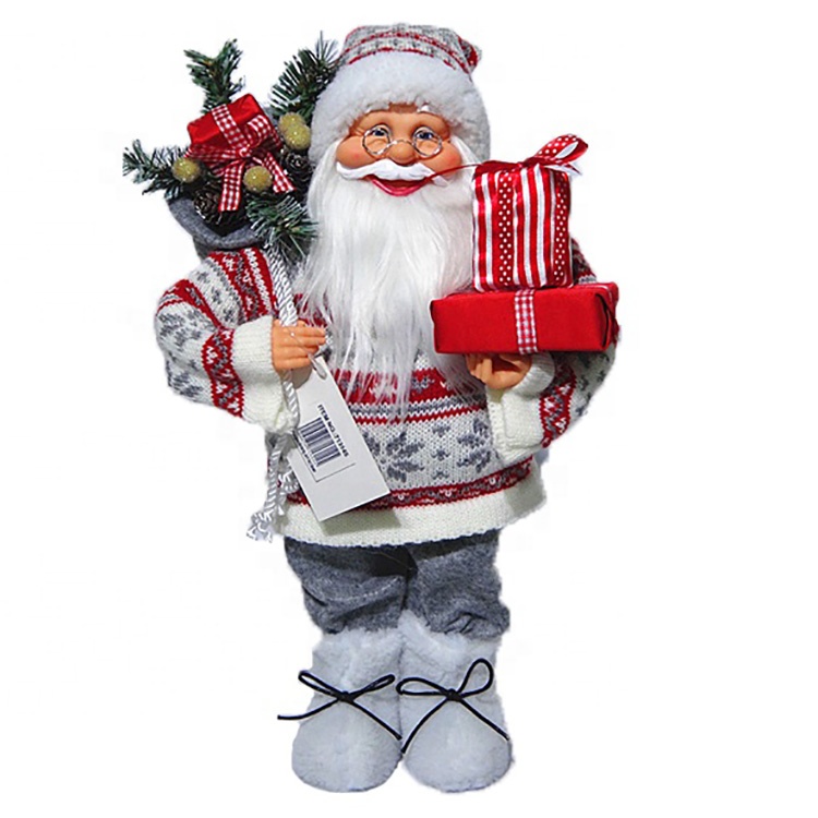 OEM China Santa Claus Dudley Moore - Noel 30 cm plastic European rustic style mistletoe bag Standing Santa Claus with ornament sack – Melody