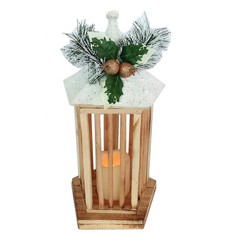 One of Hottest for Solar Light Garden Ornaments - Wholesale Handmade berry wooden Led candle lantern noel Christmas decoration – Melody