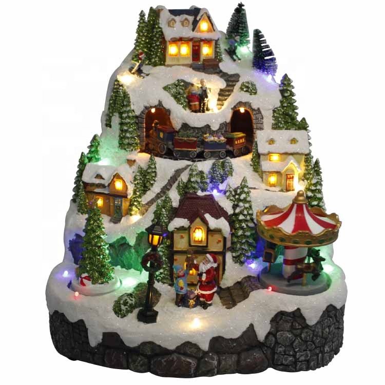 Good User Reputation for Solar Garden Wall Hangings - Custom magic eco lo wes polyresin le max animated led musical train Christmas village house – Melody