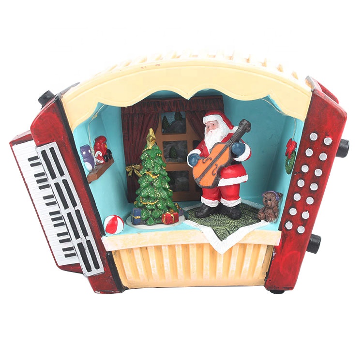 8 Year Exporter Solar Garden Ornaments - Customized Antique Resin Musical Led moving TV Santa house Christmas decor item – Melody