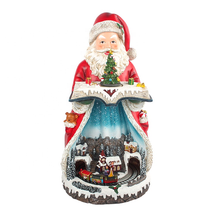 Best quality White Christmas Village Set - Wholesale indoor tabletop OEM battery Led illuminated Musical Resin Santa Claus Christmas decoration with Moving Village Scene – Melody