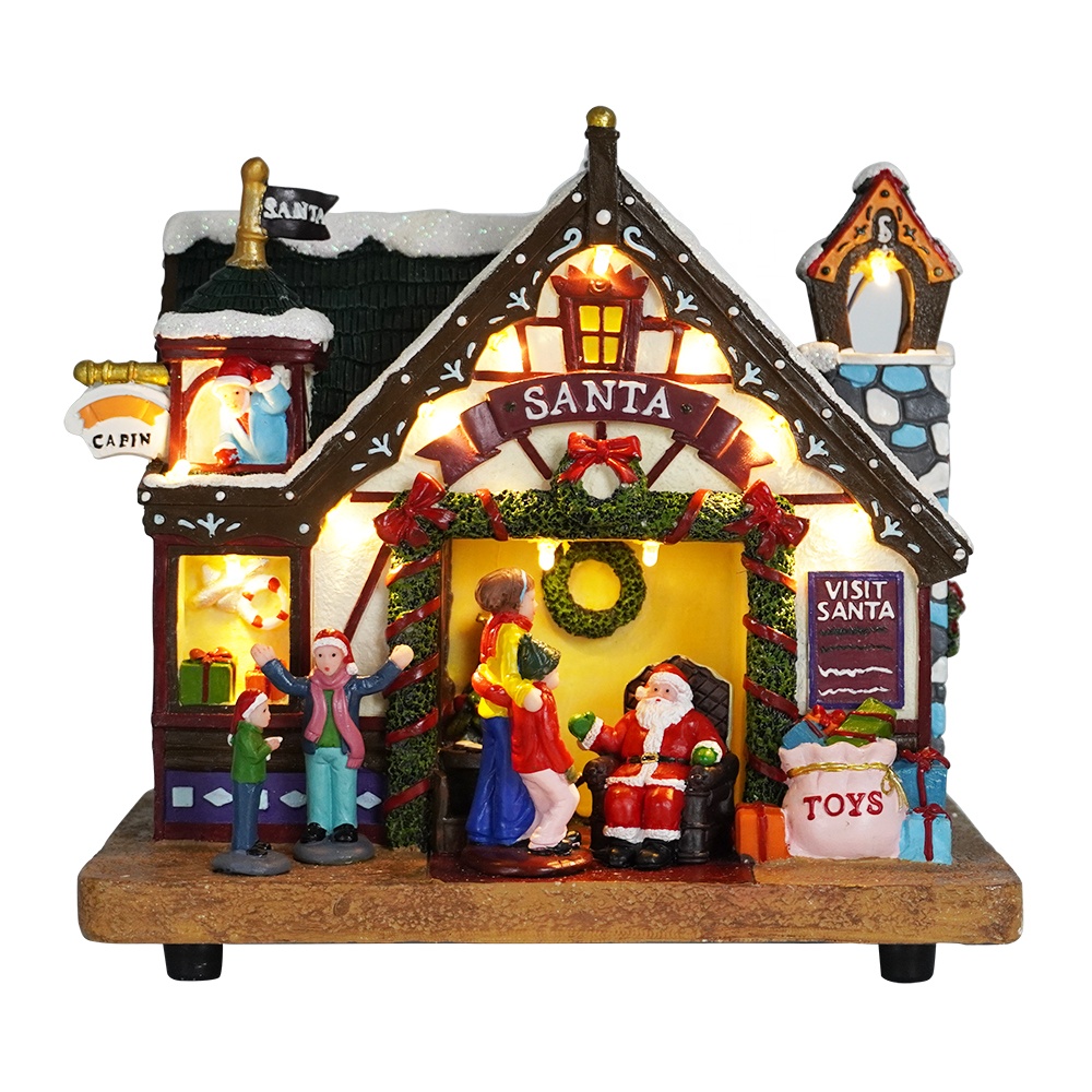 Fast delivery Christmas Village Collection Sets - Custom Illuminated noel high quality LED lighted Christmas village with kids and Santa Claus figure – Melody