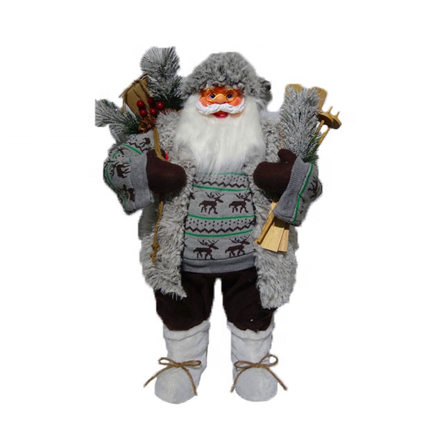 Venda a l'engròs de tela de plàstic figura decoració nadalenca 80 cm noel Pare Noel dempeus amb bossa de vesc