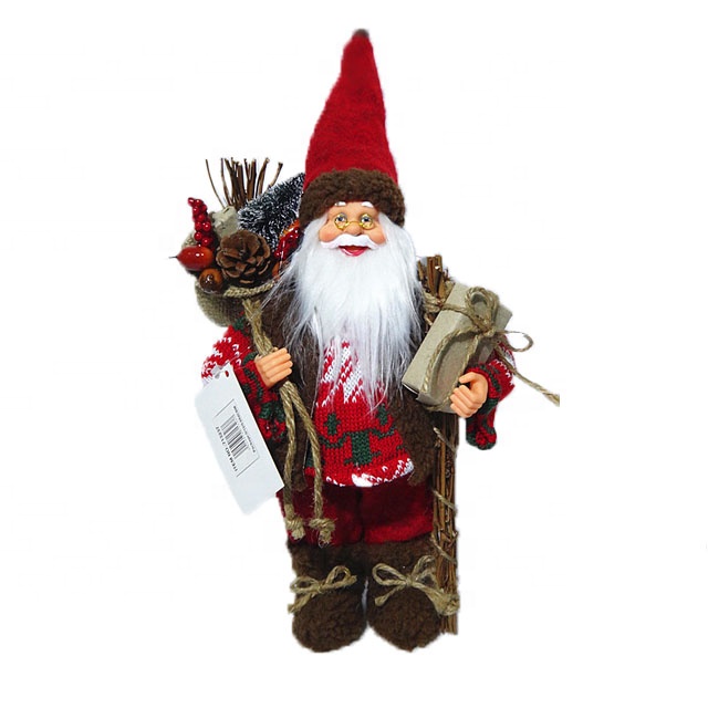 Factory Cheap Hot Stuffed Santa Claus - Wholesale 30 cm Nordic Xmas decor Plastic Standing Santa Claus Christmas figure in fabric cloth – Melody