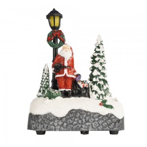 Set of 2 Resin Christmas Scene Village Houses Town miaraka amin'ny jiro jiro LED