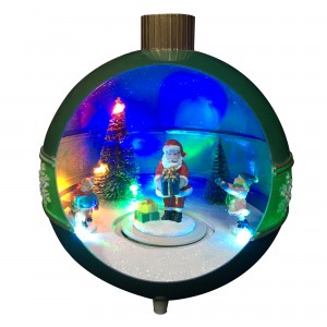 Muovinen LED valaisee noel kausikoriste, pöytäkoristelu animoitu musikaali Joulukuva Green Santa Snowball