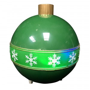 Yas LED teeb li noel raws caij nyoog ornament, tabletop décor animated suab paj nruas Xmas scene Green Santa Snowball