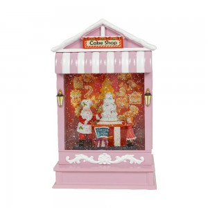 MELODY LED light up ສວນເຄັກ Xmas scene giltter swirling water lantern Christmas snow globe