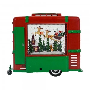 MELODY LED light up food truck Xmas Scene giltter swirling water lantern Christmas snow globe