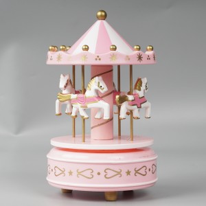 Wholesale nalamdagan nga Christmas Carrossel decor, rotating round merry go carousel music box para sa bata nga regalo