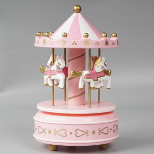 Wholesale nalamdagan nga Christmas Carrossel decor, rotating round merry go carousel music box para sa bata nga regalo