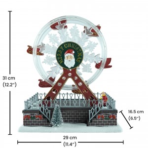 Maßgeschneiderte Mult-Blink-Farb-LED-beleuchtetes Weihnachts-Riesenrad, musikalische Weihnachtsdekoration mit Weihnachtsmann-Gesicht