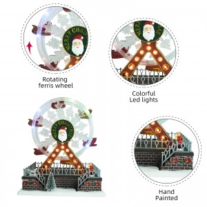 Maßgeschneiderte Mult-Blink-Farb-LED-beleuchtetes Weihnachts-Riesenrad, musikalische Weihnachtsdekoration mit Weihnachtsmann-Gesicht