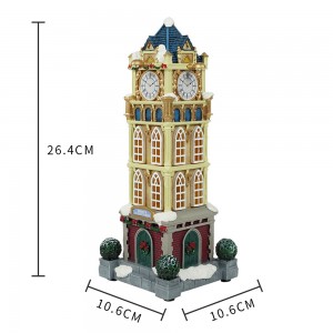 Maßgeschneiderte Indoor-Tischplatte mit LED-Beleuchtung, Wendy-Glockenturmfigur aus Kunstharz, Weihnachtsdekoration