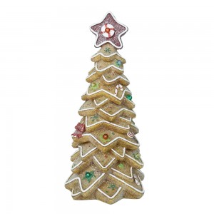 New arrival Christmas Decorations Handmade Resin Crafts Customized LED Christmas tree shaped Gingerbread house