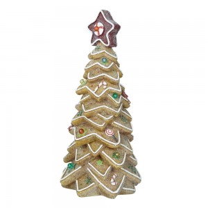 New arrival Christmas Decorations Handmade Resin Crafts Customized LED Christmas tree shaped Gingerbread house