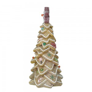 New arrival Christmas Decorations Handmade Resin Crafts Customized LED Christmas tree shaped Gingerbread house