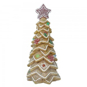 New arrival Christmas Decorations Handmade Resin Crafts Customized LED Christmas tree shaped Gingerbread house