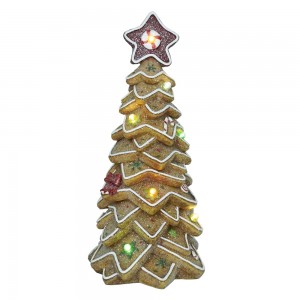 New arrival Christmas Decorations Handmade Resin Crafts Customized LED Christmas tree shaped Gingerbread house