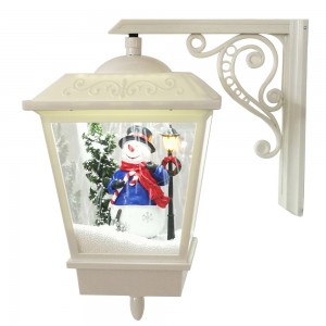 Liburan outdoor ngagantung lampu musik salju fungsi Led Natal témbok Gunung lantera kalawan fitur snowman