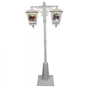 Rainproof muzikale navidad dûbele lampen fallende snie Xmas strjitlantearne Led Christmas ljocht mei Santa en snieman