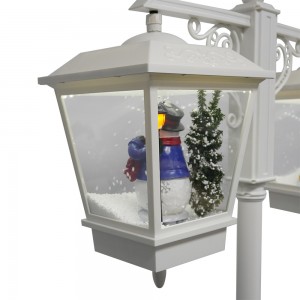 Rainproof muzikale navidad dûbele lampen fallende snie Xmas strjitlantearne Led Christmas ljocht mei Santa en snieman