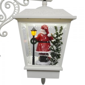 Rainproof muzikale navidad dûbele lampen fallende snie Xmas strjitlantearne Led Christmas ljocht mei Santa en snieman