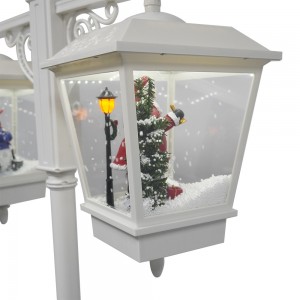 Rainproof muzikale navidad dûbele lampen fallende snie Xmas strjitlantearne Led Christmas ljocht mei Santa en snieman