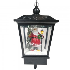 BSCI factory seasonal Black big size rainproof noel double lanterns musical Led Christmas street lamp post with snow function