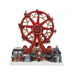 Cyfanwerthu wedi'i wneud yn arbennig gan Noel Led nyddu sioe gerdd Ferris Wheel Christmas Decoration