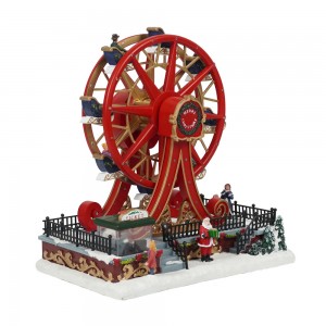 Cyfanwerthu wedi'i wneud yn arbennig gan Noel Led nyddu sioe gerdd Ferris Wheel Christmas Decoration