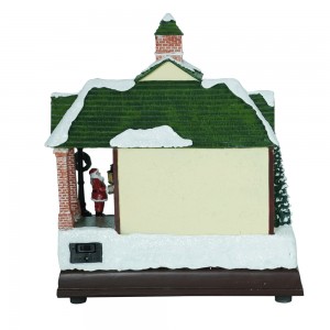 Wholesale Musical hânwurk liede Christmas decor Hand Painted Tabletop Christmas Village set mei bewegende trein