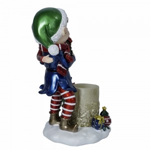 Wholesale  resin  elf statue with LED candles Christmas decorations