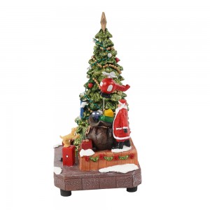 Wholesale new arrive seasonal noel Animated mult Led musical polyresin Christmas decoration with Santa deck Xmas tree