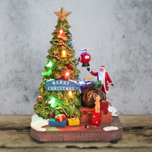 Wholesale new arrive seasonal noel Animated mult Led musical polyresin Christmas decoration with Santa deck Xmas tree