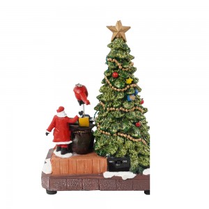 Wholesale new arrive seasonal noel Animated mult Led musical polyresin Christmas decoration with Santa deck Xmas tree