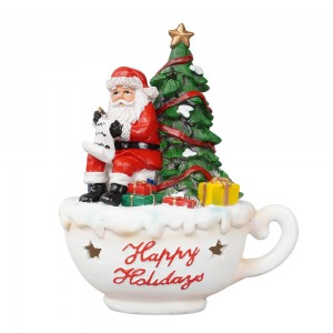 noel seasonal Xmas Santa tree Scene Led Illuminated resin Christmas Decoration for gift