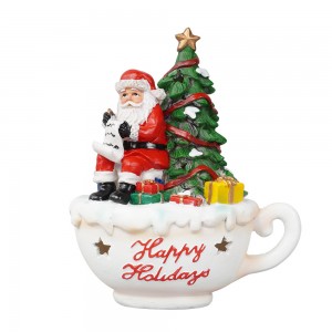 noel seasonal Xmas Santa tree Scene Led Illuminated resin Christmas Decoration for gift