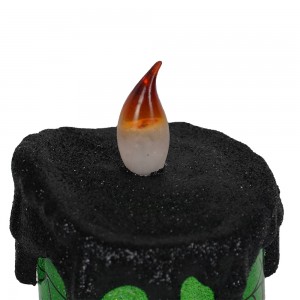 Party décor Flameless Halloween Candle Shaped Yas Led glittering dej Spinning snowglobe