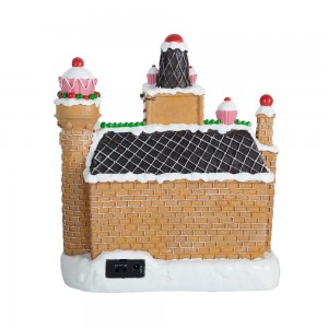 LED musical christmas village figurine christmas resin gingerbread house CHRISTMAS DECORATION 2024 with movement