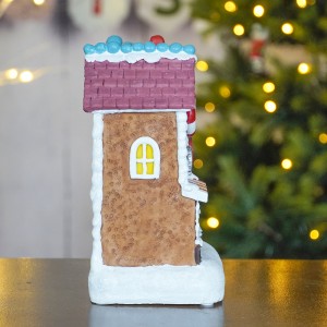 New Design Small Indoor Ornaments Gingerbread House Ornament With Led light And Music For Christmas Decoration