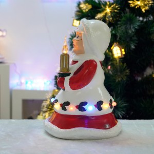 Jaslu l-ġdida Led Christmas Mrs Santa Claus statwa b'xemgħa tal-Milied ornamenti tal-milied DEKORAZZJONI MILIED 2024