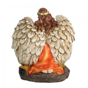 Religious Figurine Christmas Resin Nativity Under Angel Wings’ shelter Home Decorations