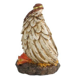 Religious Figurine Christmas Resin Nativity Under Angel Wings’ shelter Home Decorations