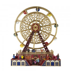 Novus adventus 2024 Ornamentum Nativitatis Plastic magna Ferris Wheel Musica box cum luce et Motu Musica DUXERIT