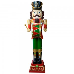 Outdoor multi led lights life-size Nutcracker na tumutugtog ng drum na may musikang Christmas soldier nutcracker na palamuti